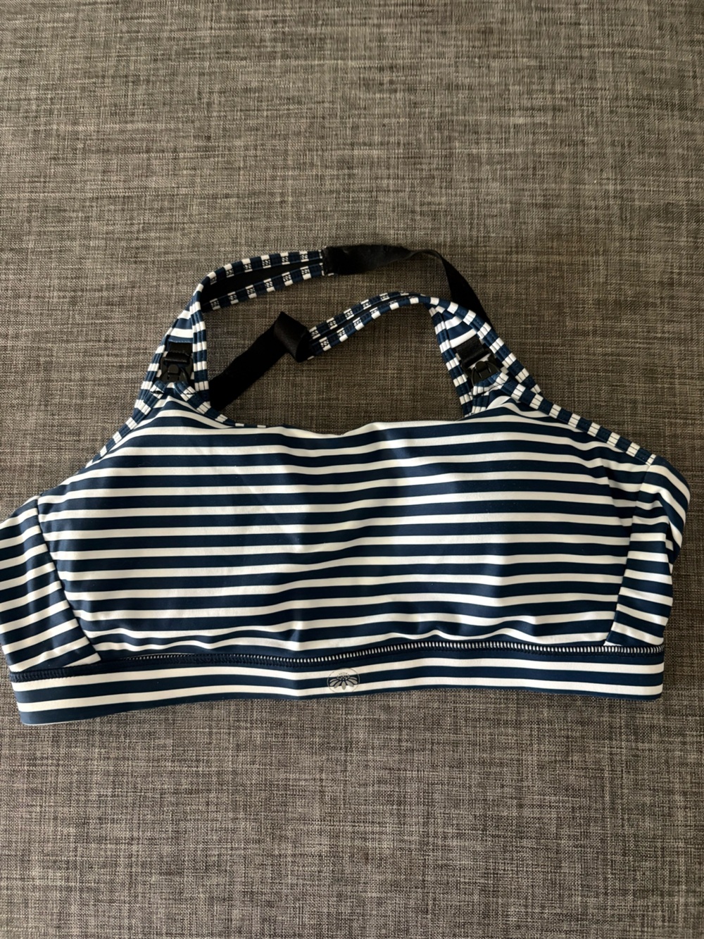 Senita Athletics Navy and White Striped Nursing Sports Bra